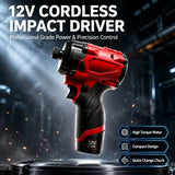 (No Battery) M12 Brushless Impact Driver 3000RPM 4400IPM 12V Cordless Screwdriver 1/4" Only Power Tools Screwdriver Hex Tool