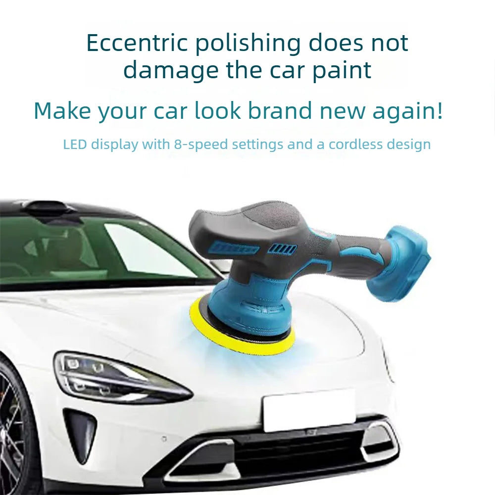 Cordless Car Polisher 8 Gears Adjustable Auto Electric Waxing Sanding Sealing Glaze Tool Fit Dewalt/Milwaukee/makita 20V Battery