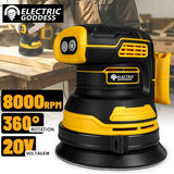 Electric Goddess 8000RPM Random Orbit Sander Home DIY Carpenter Strong Dust Collection Polisher For Dewalt 20V Battery Pin