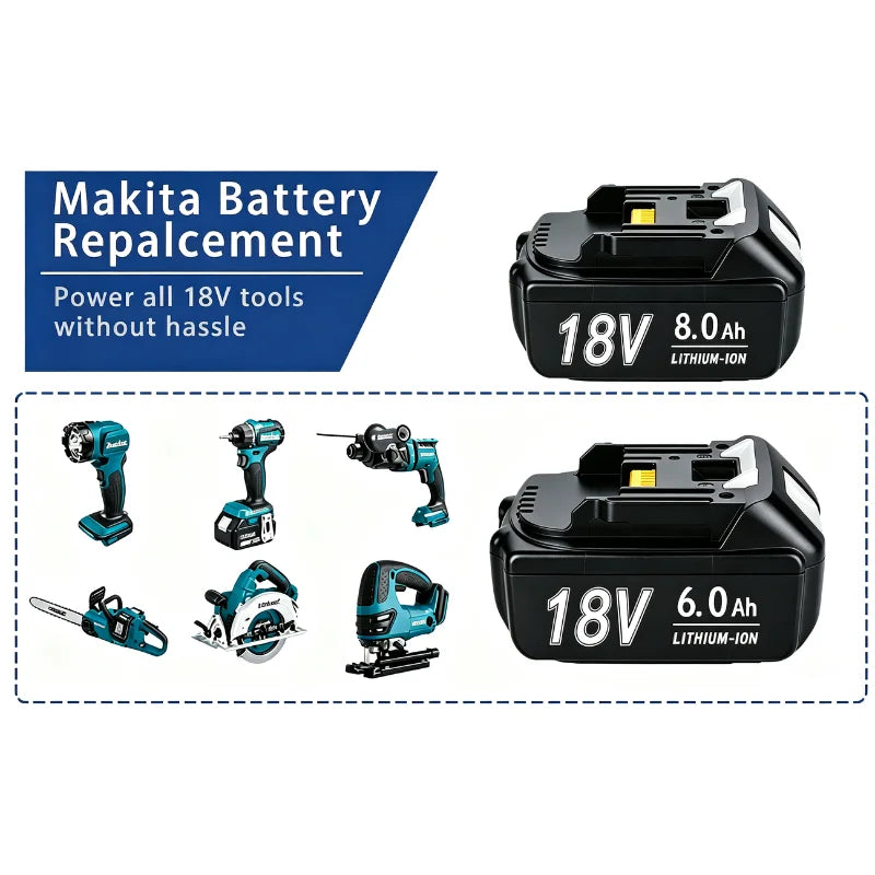 For Makita 18V 6Ah 8Ah Battery Rechargeable Battery 100% Real Capacity 18650 Lithium-ion Cell Suitable For Makita Power Tool