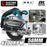 Electric Goddess 6in Brushless Cold Sawing Electric Circular Saw Cordless Metal Cutting Machine For Makita 18V Battery Pin
