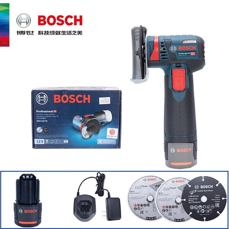 Bosch GWS 12V-76 Professional 12V Cordless Angle Grinder Rechargeable Portable Angle Grinder Handle Cutting Machine Power Tools