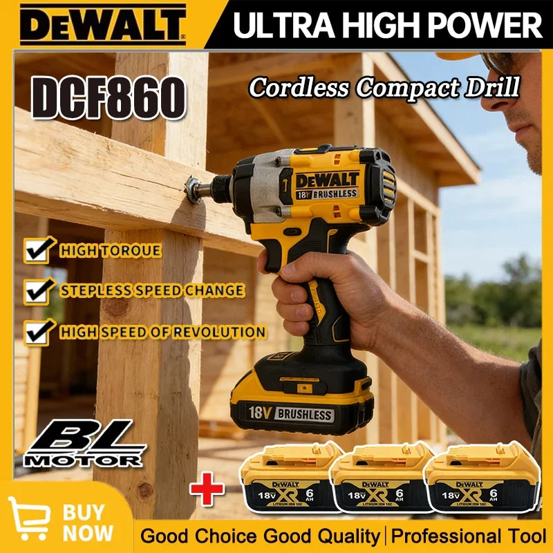 Dewalt DCF860 Cordless Brushless Electric Screwdriver Impact Function 20V Battery 282N.m Brushless Electric Drill DCF850Upgraded