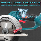 PATUOPRO 6 Inch Brushless Circular Saw Handheld Cordless Electric Saw Adjustable Angle DIY Power Tool For Makita 18V Battery