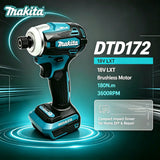 Makita DTD172 18V LXT 180Nm Brushless Cordless Impact Driver Compact Unit For Home Renovation General Bolt Fastening DIY