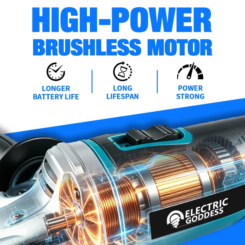 Electric Goddess 125/100mm Brushless Angle Grinder Polishing Machine Cordless Angle Grinder For Makita 18V Battery Pin