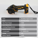 DEWALT DCG438 20V Brushless Angle Grinder 76mm Cordless Cutting Saw 20000RPM 400W For Metal Wood Cutting Polishing Hand tools