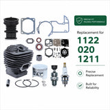 For Stihl MS660 066 064 MS640 MS650 Cylinder Piston Kit 56mm with Gasket Set Carb Kit Spark Plug Decomp Valve, 1122 020 1211