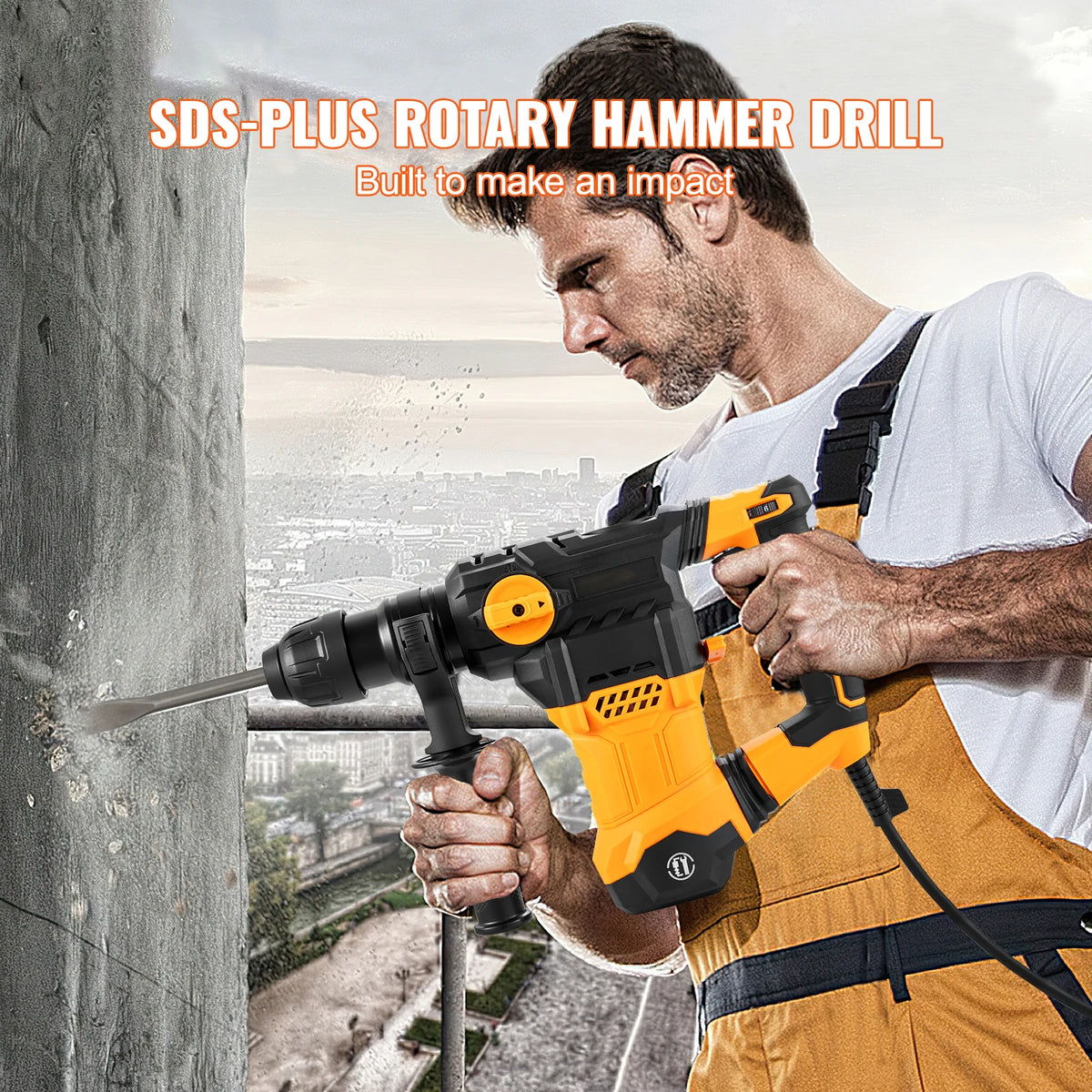 SucceBuy 1500W Rotary Hammer Drill Max Drilling 32mm 4 Modes Plus Corded Demolition Chipping Metal Concrete Breaker Jackhammer