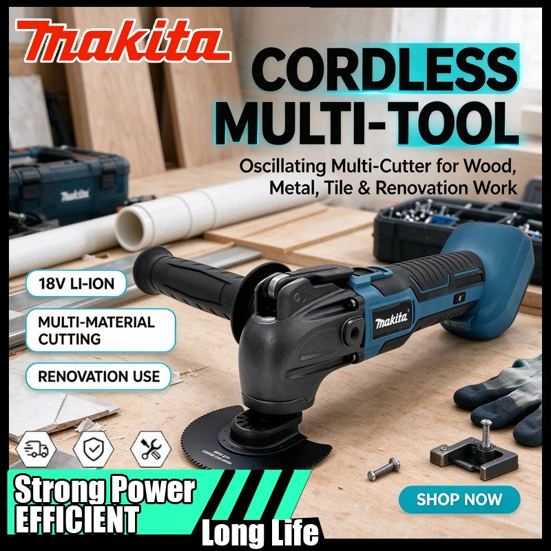 Makita 18V LXT Brushless Oscillating Multi-Tool, Quick Release, Multi-Material Cutting, Li-Ion for Renovation, Woodworking & DIY