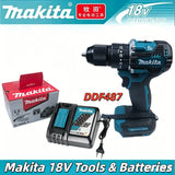 High Torque Original DDF487 Brushless Electric Screwdriver 18V, Makita Original 6.0Ah & Tool Package