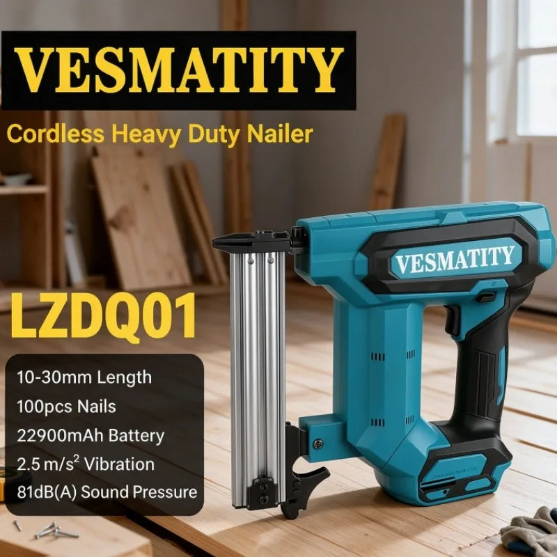 Cordless Nail Gun LZDQ01 Heavy Duty Nailer 100-Nail Capacity 10-30mm BL Motor for Woodworking Framing for 18V 20V Battery
