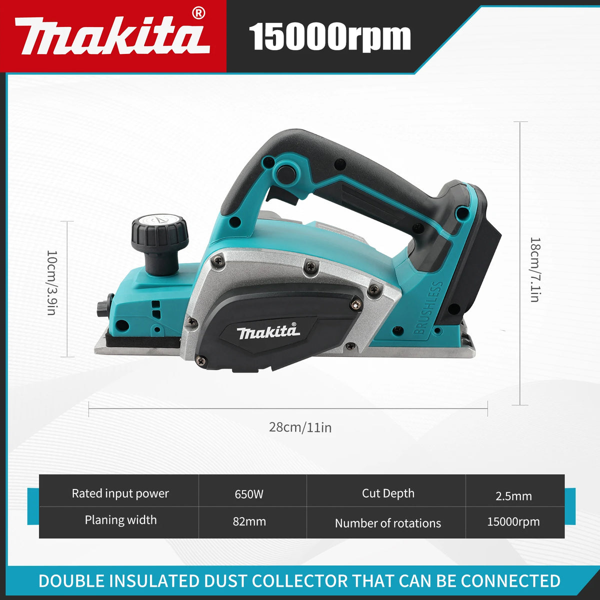 Makita DKP180 Portable Cordless Woodworking Electric Planer 15000RPM Planer Trimmer Wood Milling Engraving Slotting Power Tool