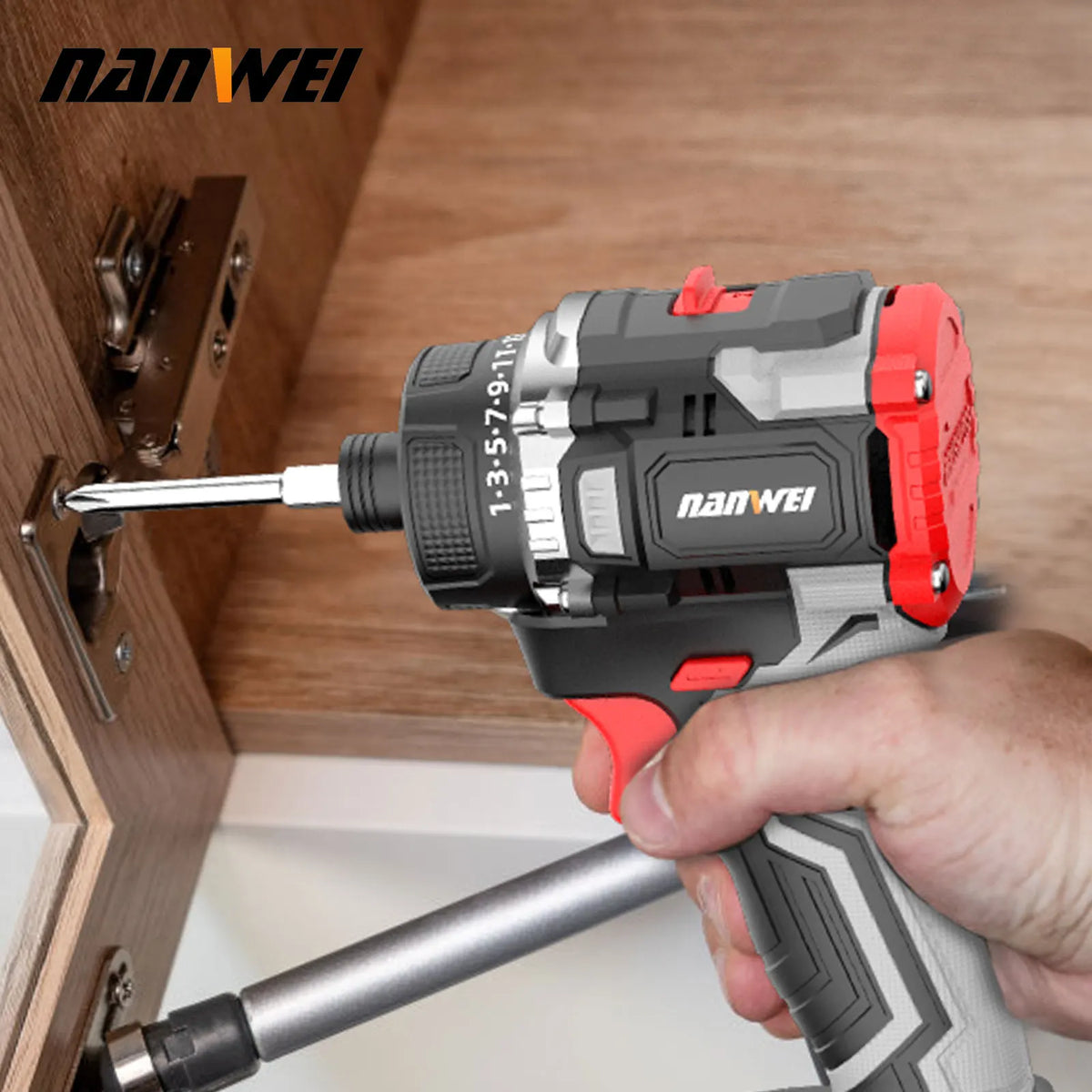 NANWEI 16.8V Lithium-ion Cordless Drill Handheld Universal Brushless Double Speed Driver Cordless Screwdriver