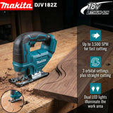 Makita DJV182Z Brushless 18V 340W Jigsaw Electric Jig with Saw Blade Cordless Barrel Handle Jigsaw Without Battery DJV182