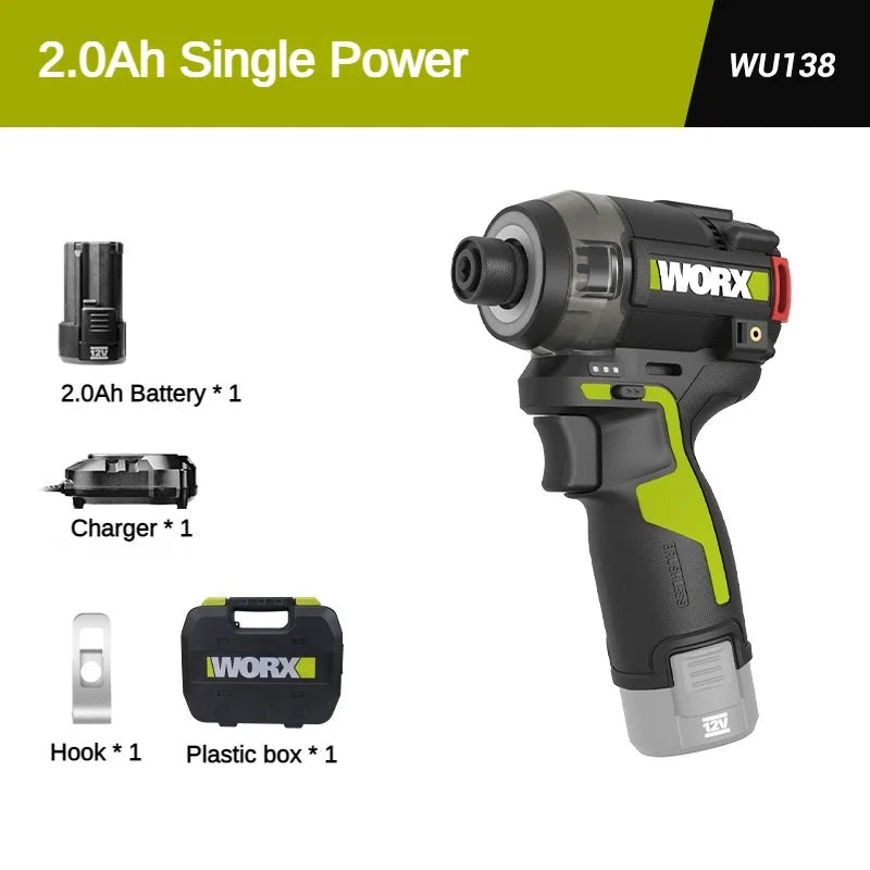 WORX WU138 0il Pressure Brushless Cordless impact drill 12V 50Nm 1300rpm 4000bpm Smart clutch professional Electric Dril