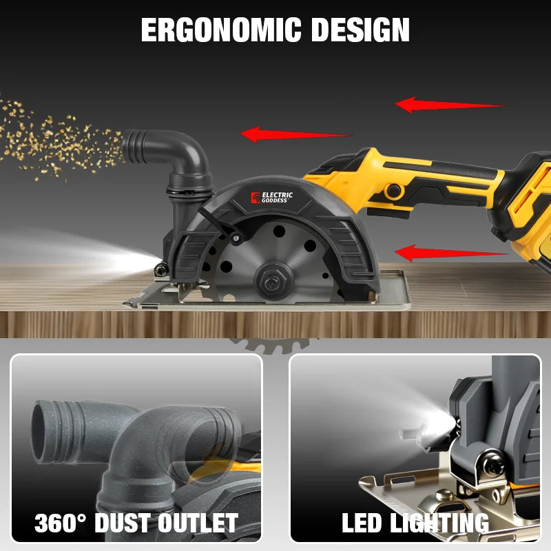 Electric Goddess 6Inch 150mm Brushless Circular Saw Adjustment Woodworking Electric Cutting Tool For Dewalt 20V Battery Pins