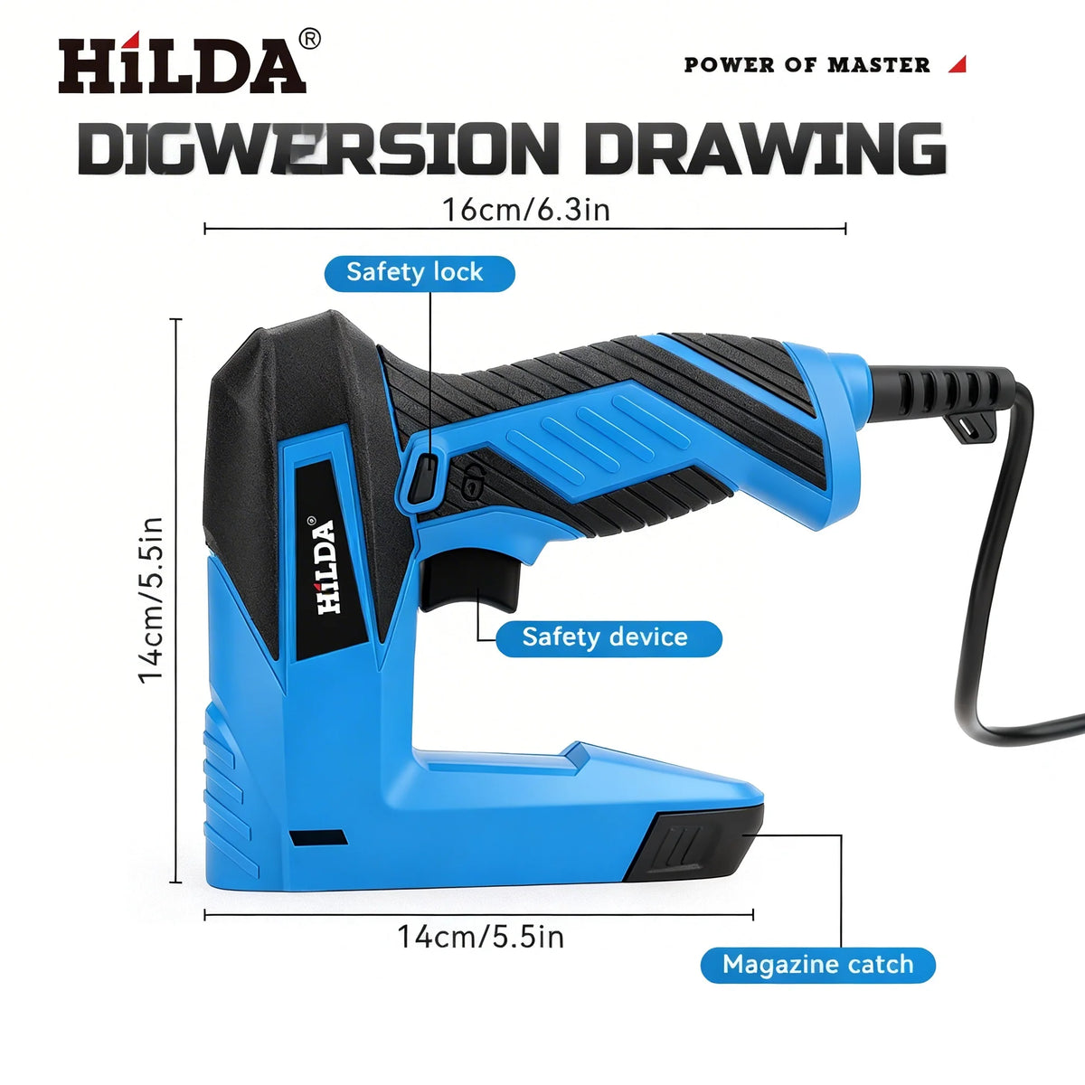 HILDA Electric Stapler Nail Gun 2 In 1 Safety Lock Heavy Duty Staple Gun for Woodworking Sofa Photo Frames DIY Home Repair