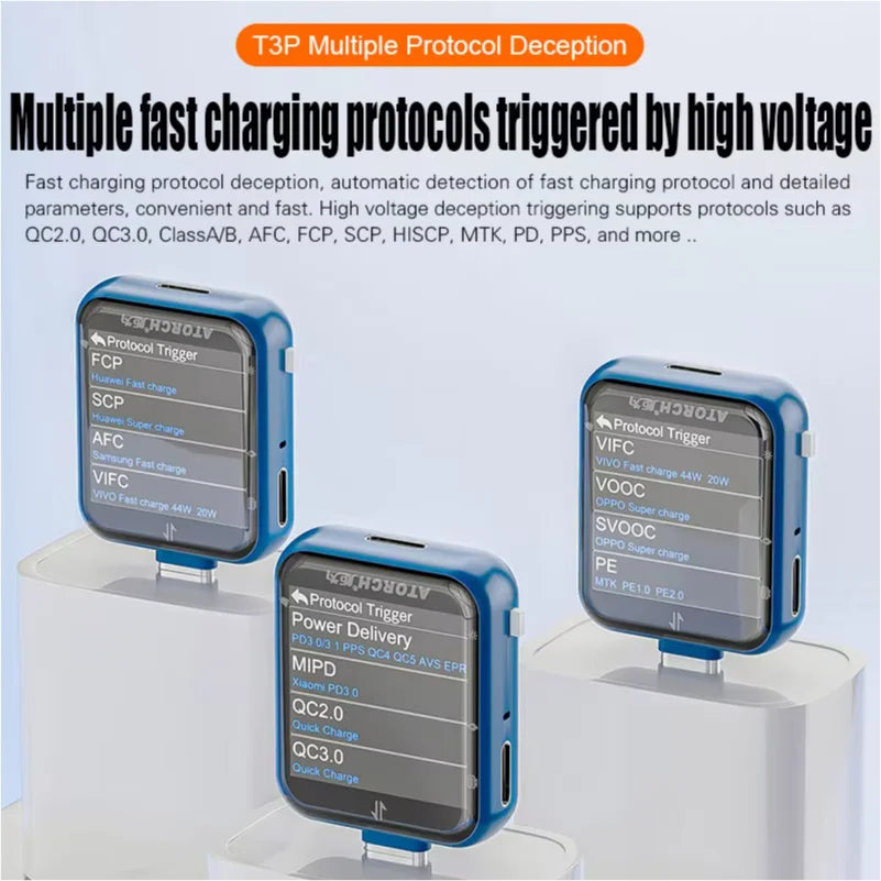 T3P Touch Control Gravity Sensor Digital Voltmeter Ammeter Charge Power Capacity Protocol Automatic Detection USB Tester
