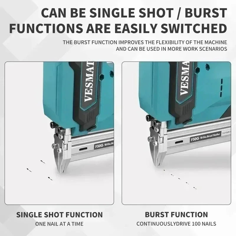 Cordless Nail Gun LZDQ01 Heavy Duty Nailer 100-Nail Capacity 10-30mm BL Motor for Woodworking Framing for 18V 20V Battery