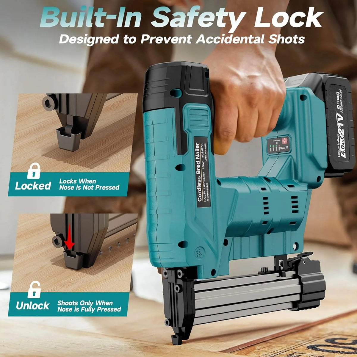 2 in 1 Brushless Cordless Nail Gun Electric Nailer 2 Mode Stapler Gun F32 Furniture Staple Gun for 18V Makita Battery