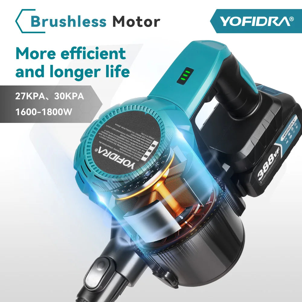 YOFIDRA 1.5L Cordless Electric Vacuum Cleaner Efficient Rechargeable Dust Catcher Cleaning Power Tools For Makita Battery Pin