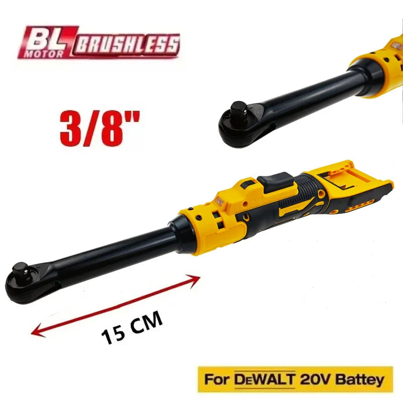 Cordless Ratchet Wrench Upgraded Extended Head Removal Screw Nut 220N.m 3/8" Electric Driver Power Tools for Dewalt 20V Battery