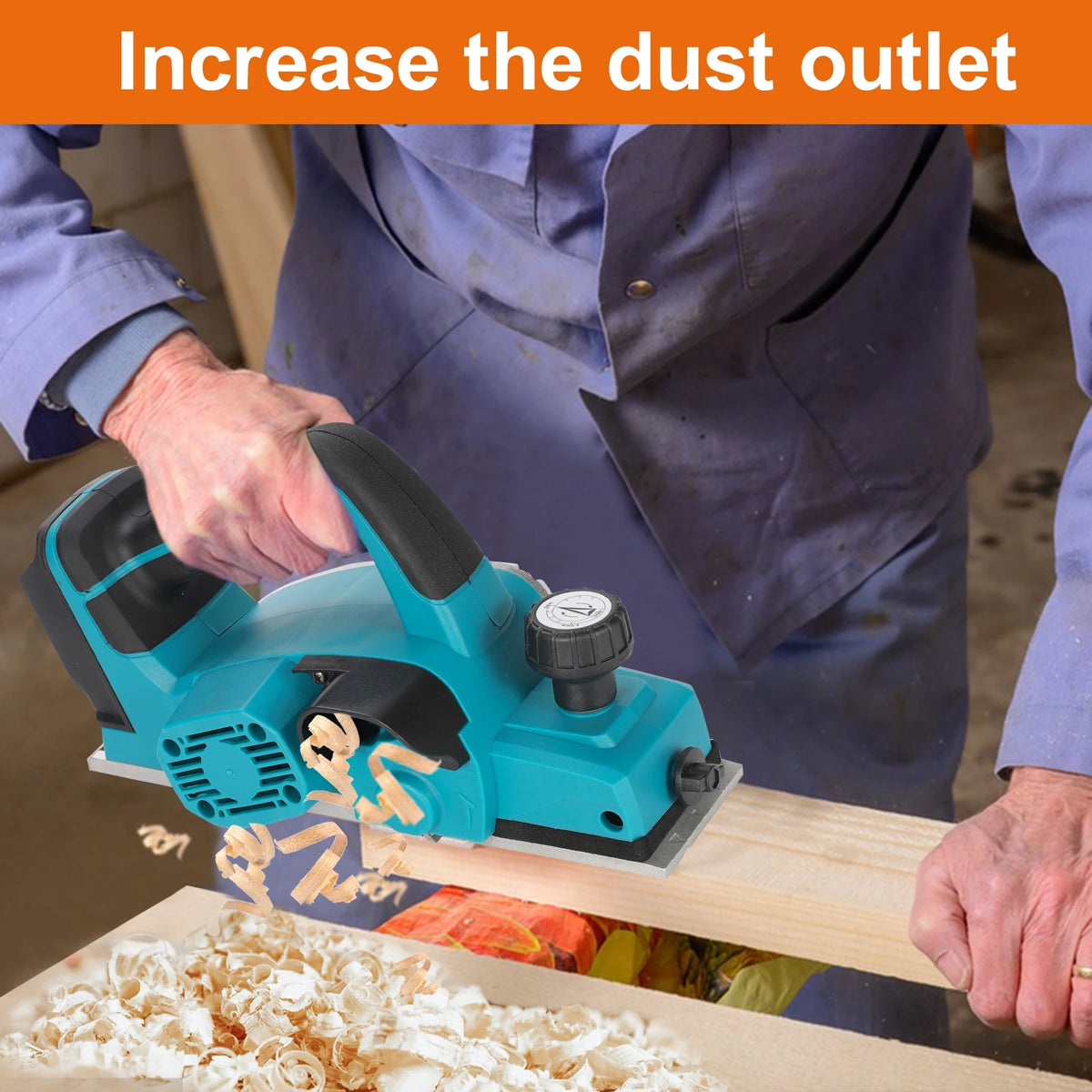 Heimerdinger 18V Rechargeable Lithium Battery Powered Handheld Woodworking Tool Brushless Cordless Electric Planer, No battery