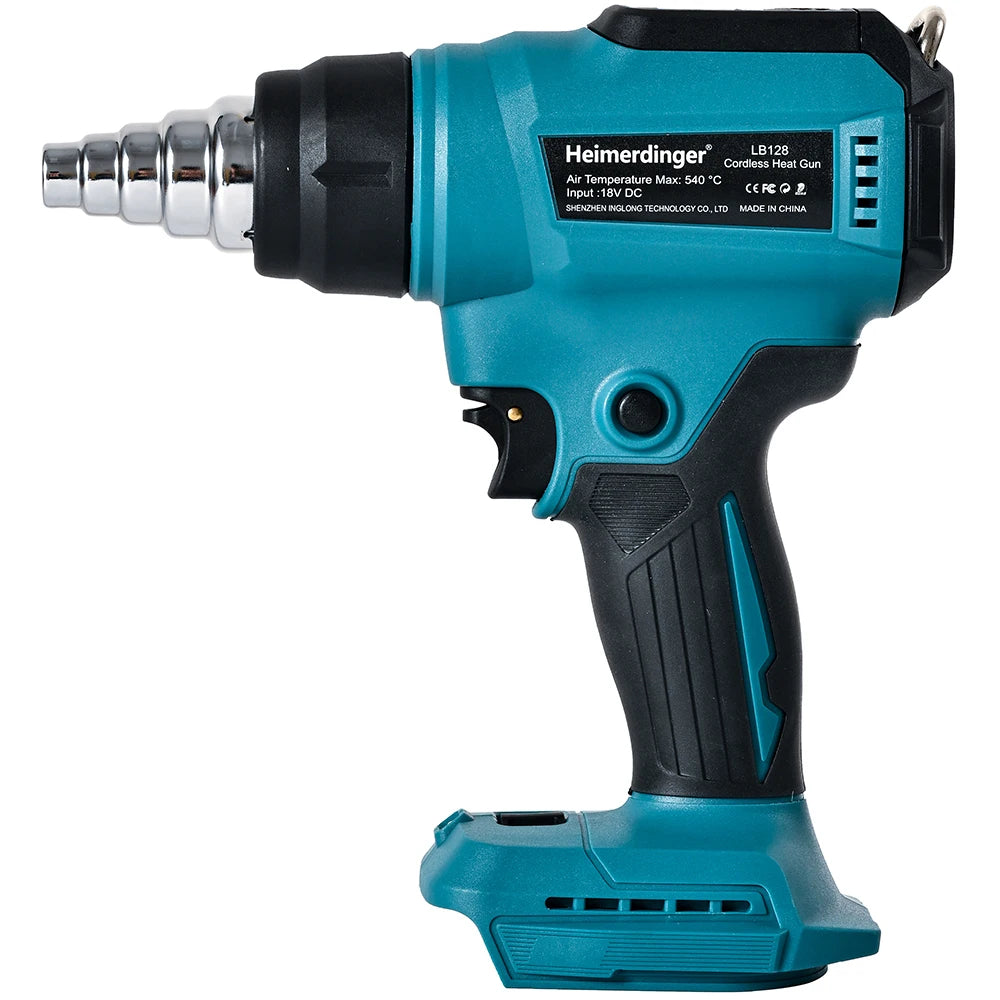 18V Heat Gun Shrink Wrapping Tool Hot Air Gun Air Dryer Soldering Thermal Blower with LED display, Tool only, No battery