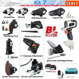 18V Brushless 2/5/10/12-in-1 Multi tool Chainsaw Drill reciprocating/circular saw oscillating tool combo