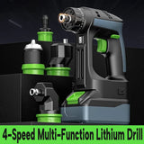 HAOLTON Cordless Brushless Drill 4-in-1 Kit, Quick Release/Offset/Right Angle Chuck, Variable Speed LED, for Makita 18V Battery