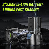 Cordless Electric Wrench 60Nm Cordless Ratchet 3/8 Inch Extended Ratchet Wrench 2 Battery Rechargeable Car Repair Tool Set