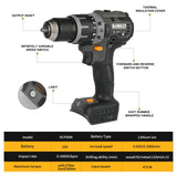 DEWALT DCD85M High Torque Cordless Drill 20V 0-650/2000RPM Stepless Speed For Job Site Construction & DIY Renovation Work