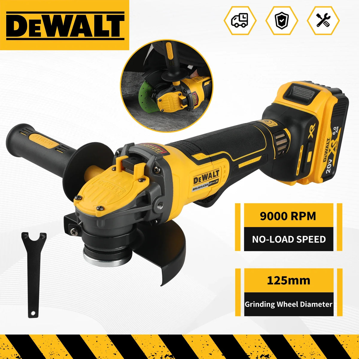 DEWALT DCG416 20V MAX 4-1/2" Brushless Grinder 9000RPM Perform & Protect Kickback Brake E-Clutch Tool Only