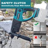 PATUOPRO 28mm Brushless Rotary Hammer Drill 3-Mode Hammer Drill chiselling Power Tool for Makita 18V Battery(No Battery)