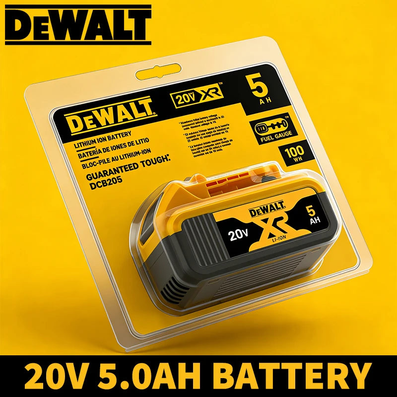 100% Original Dewalt 20V 5AH Replacement Battery 18V 5.0AH Power Tools Rechargeable Battery DCB205 DCB1104 Battery Charger Combo