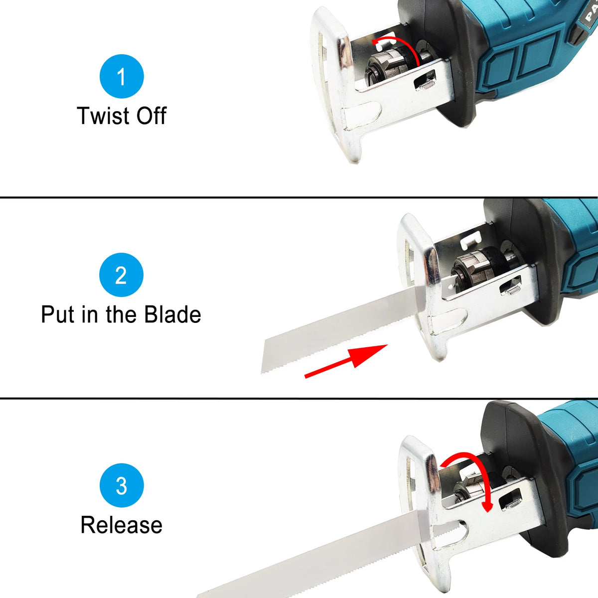 Cordless Reciprocating Saw 18V Adjustable Speed Electric Saw Wood Metal Pipe Cutting Fit Makita 18V Battery (Without Battery)