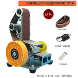 110V/220V Desktop Vertical Mini Electric Abrasive Belt Sandpaper Polishing Machine DIY Angle Grinder Sharpening Machine