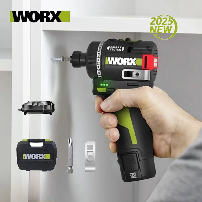 WORX WU139 Brushless Screwdriver Portable Cordless Drill 50N.m 1/4inch Electric Drill 12V Battery Mini Drill for Tight Spaces