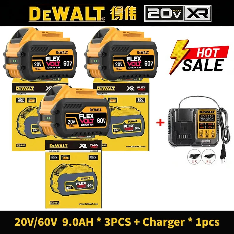 100% Original DeWALT 20V/60V 9.0Ah Power Tool Battery DCB206 DCB205 DCB200 DCF887 DCG405 DCD791 DCF922 DCF850 DCD805 Tool Batter