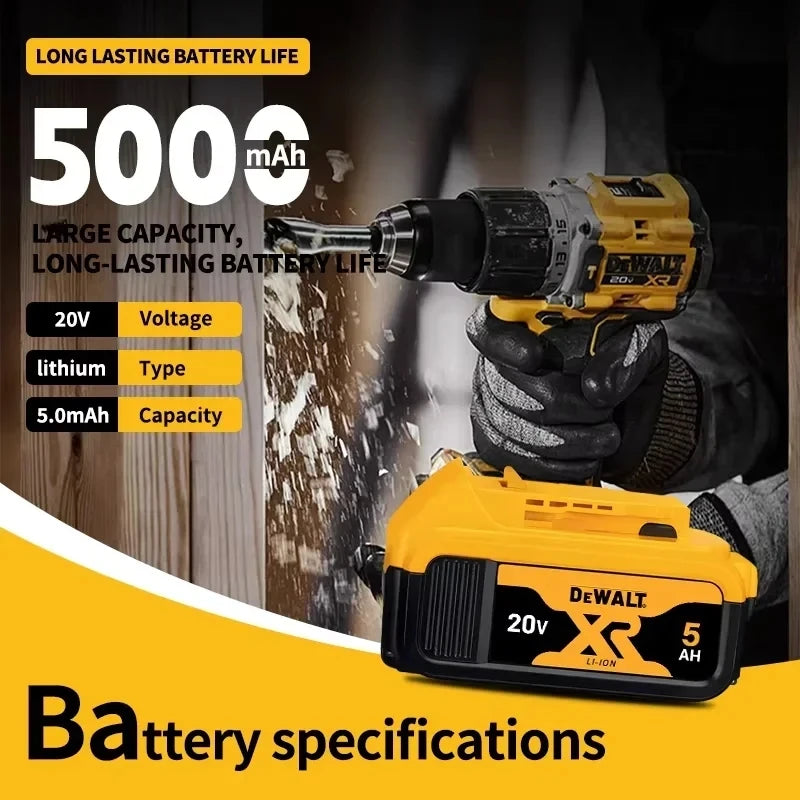 100% Original 20V 6.0Ah MAX Battery Power Tool Replacement For DeWalt DCB184 DCB181 DCB182 DCB200 20V 5A 6A 18Volt 20v Battery.