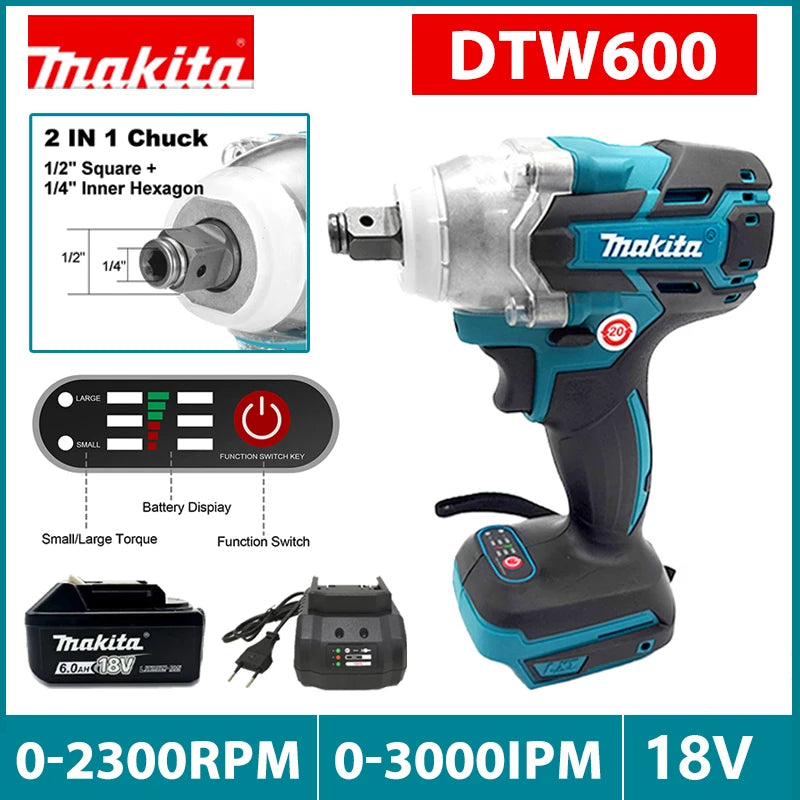 Makita DTW600 Screwdriver Machine Brushless Electric Screwdriver Rechargable Drill Driver Compatible with Makita 18V Battery
