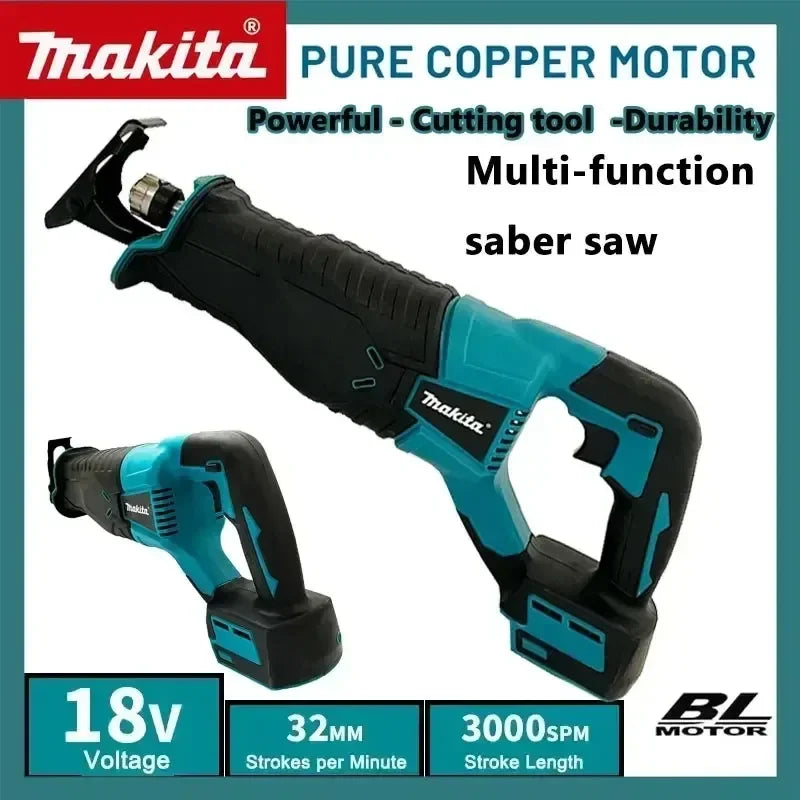 Makita 18V Cordless Reciprocating Saw With 4 Replaceable Blades For Tree Branches Home Renovation & DIY Cutting Works