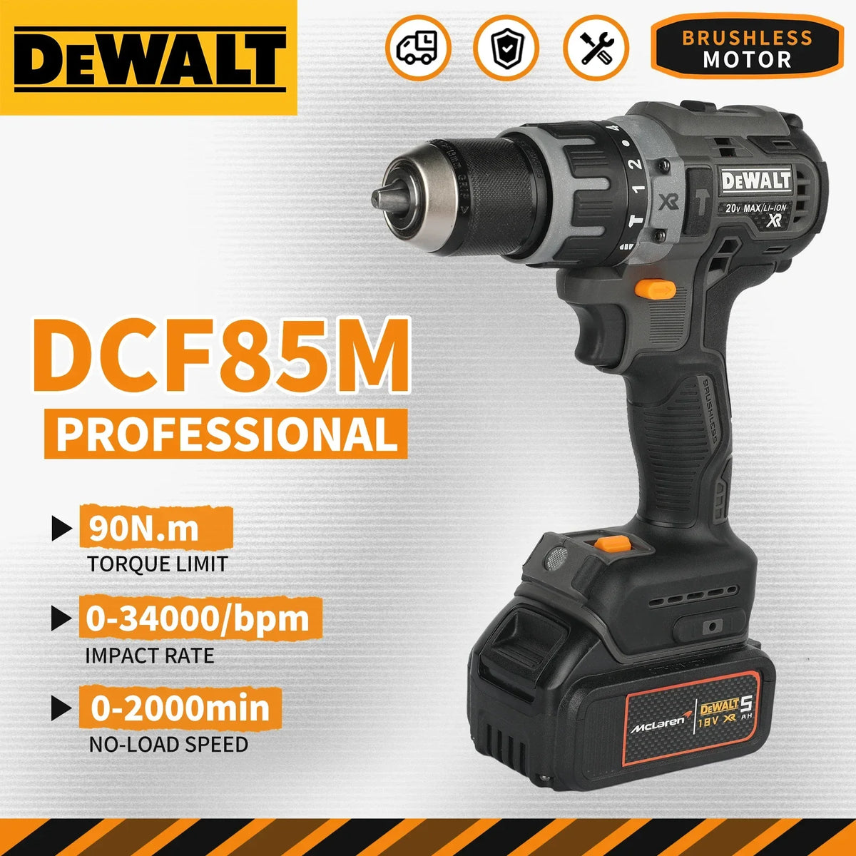 DEWALT DCF85M 18V Brushless Impact Driver 205Nm 3-Speed 101mm Compact 3x LED Ring Bare Tool