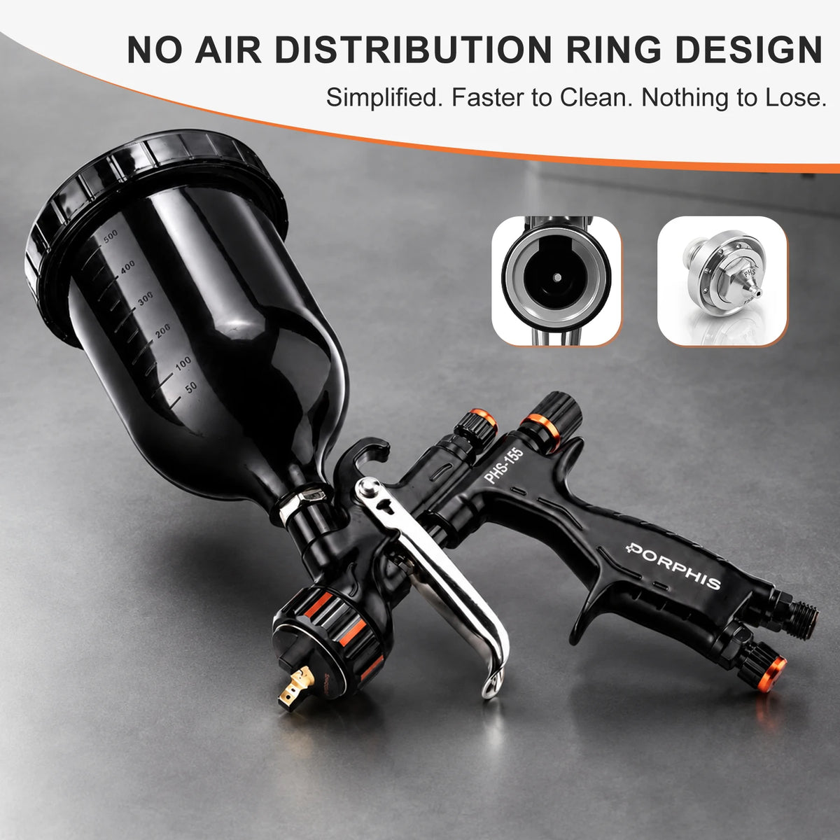 Original PORPHIS MP Spray Gun PHS-155 with 1.3/1.8mm Needle For Car Painting Automotive Repair Spray Gun Pneumatic Tool