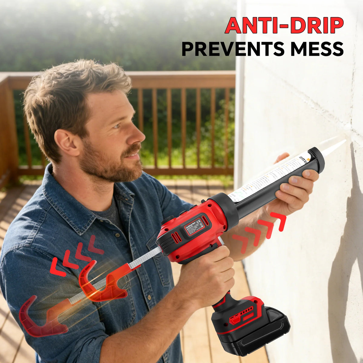 Cordless Caulking Gun Electric Silicone Gun Drip-Free Adhesive Sealant Gun Filling Sealing Power Tool for Milwaukee 18V Battery