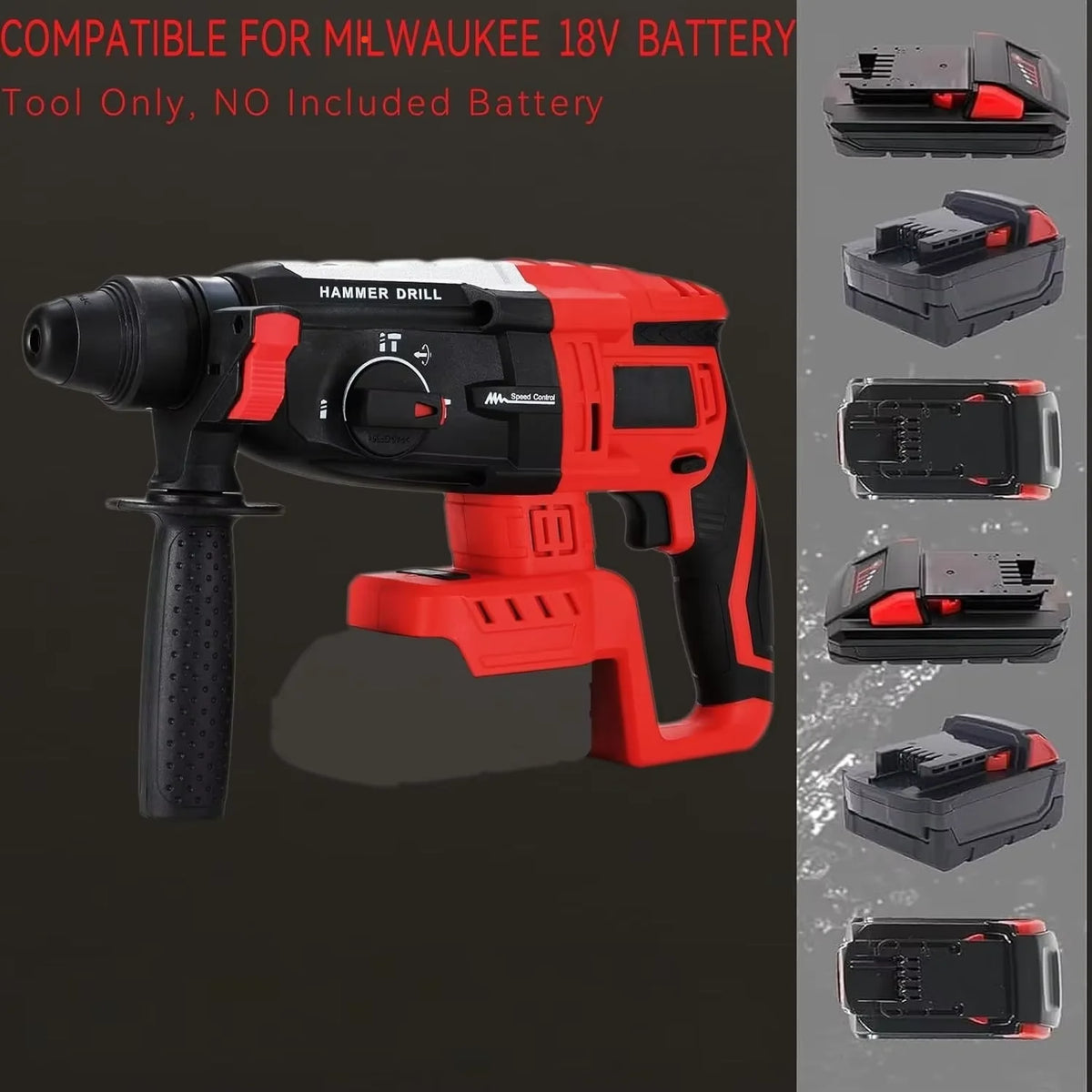 SDS-Plus Rotary Hammer Drill For Mi.lwaukee M18 Battery 2.6J Impact Brushless Hammer Drill 360° Rotating Handle Rotomartillo