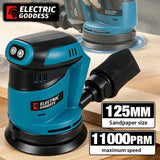 Electric Goddess Cordless 125mm Sander Disc 11000rpm Woodworking Sanding Putty Polishing Power Tool ﻿For Makita 18V Battery Pin
