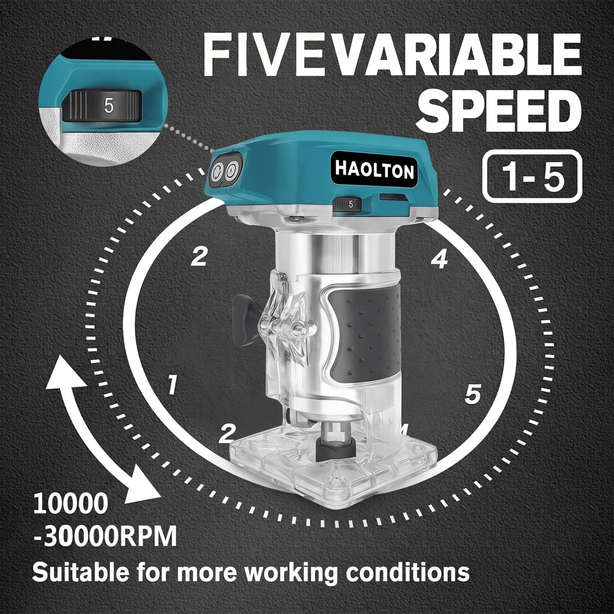 HAOLTON Makita 18V Brushless Cordless Trimmer 6.0Ah Li-ion Battery Professional Milling Slotting Edge Woodworking Power Tool
