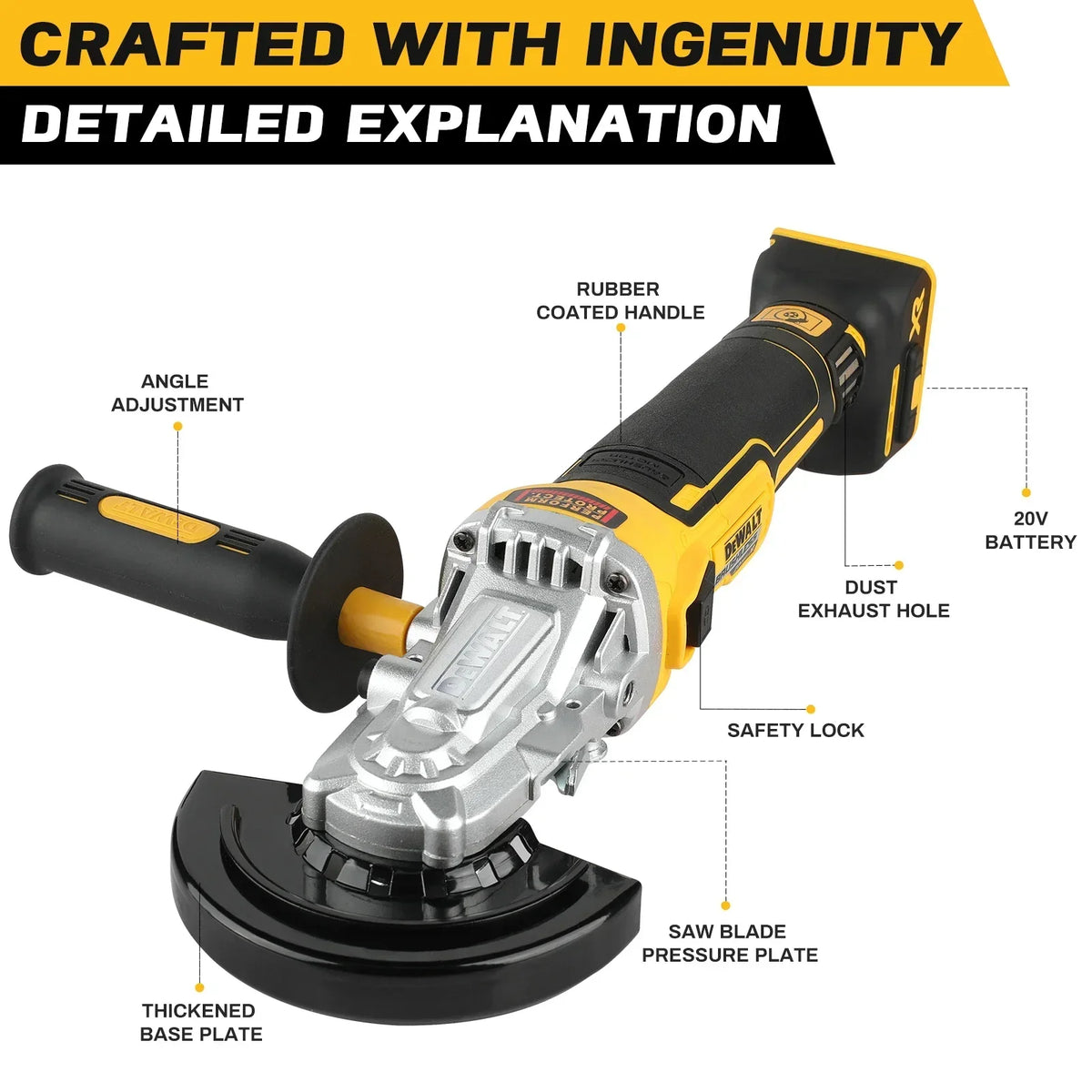 DEWALT DCG405FN Angle Grinder 20V Professional Cordless Power Tool Cutting Machine Rechargeable Brushless Portable Polisher